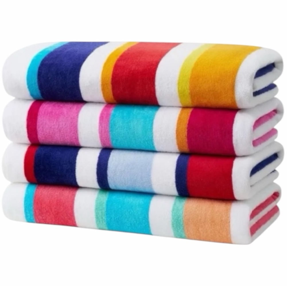 Colorful Striped Cotton Beach Towels New Without Tags